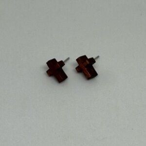 Cross Wooden Earrings Vintage Tiny
